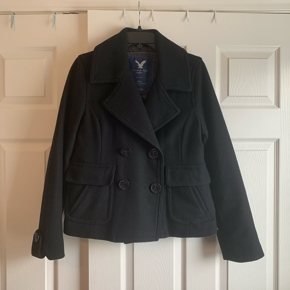 Black American Eagle Pea Coat